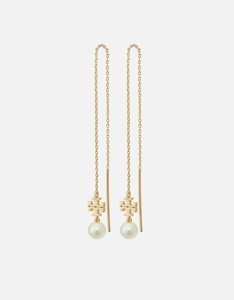 Kira Pearl Threader 18k Gold-Plated Earrings