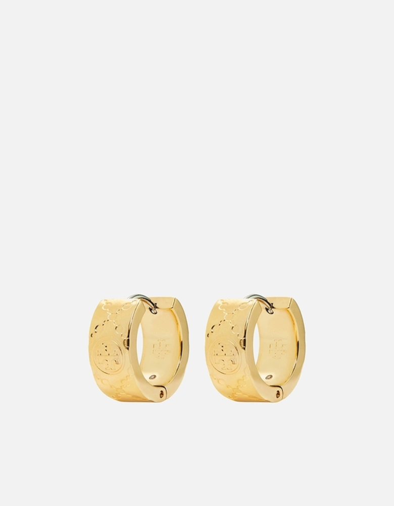 T Monogram Gold-Tone Small Hoop Earring