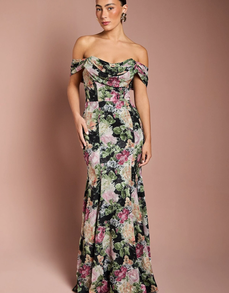 Floral Bardot Maxi Dress