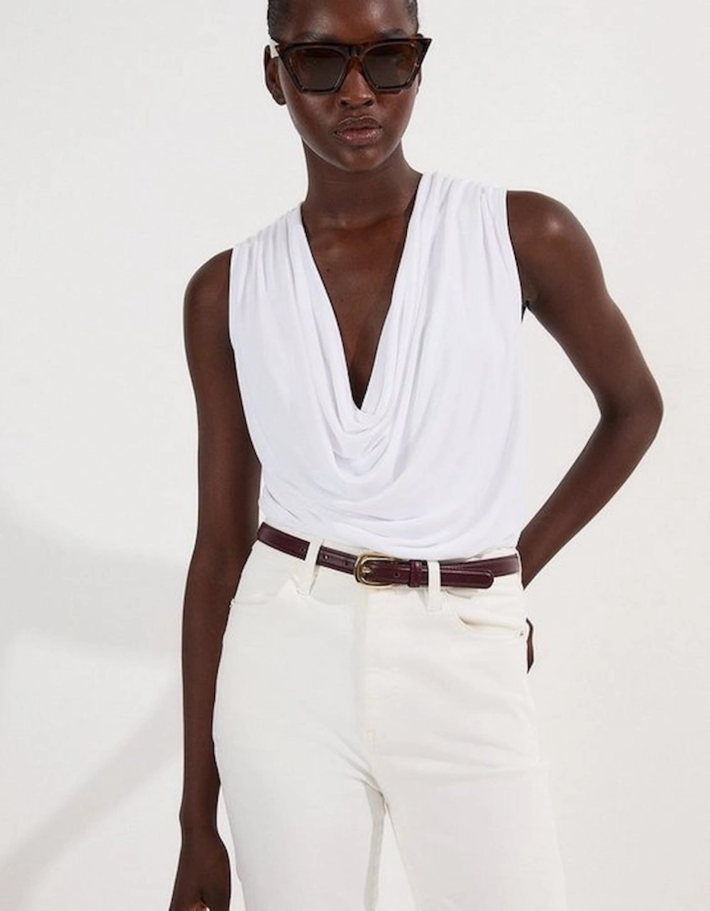 Cowl Neck Jersey Bodysuit