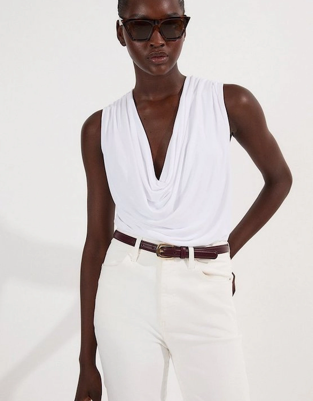 Cowl Neck Jersey Bodysuit