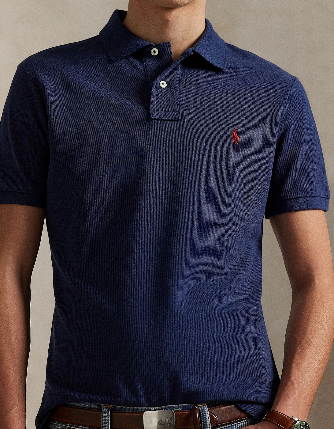 Ralph Lauren Iconic Mesh Polo Shirt - Navy