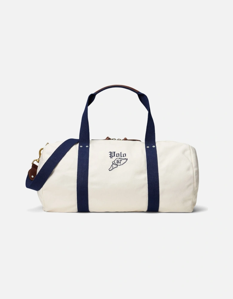 Ralph Lauren Embroidered Canvas Duffel -  Cream/Navy