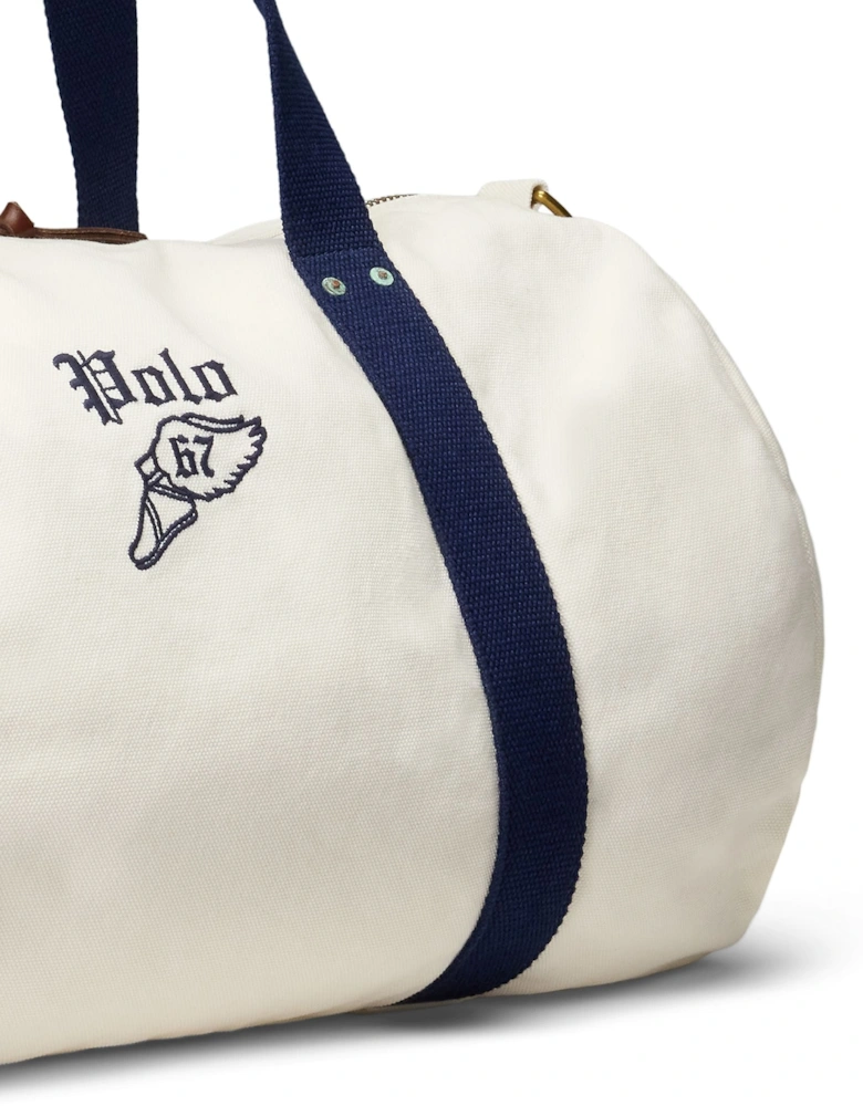 Ralph Lauren Embroidered Canvas Duffel -  Cream/Navy