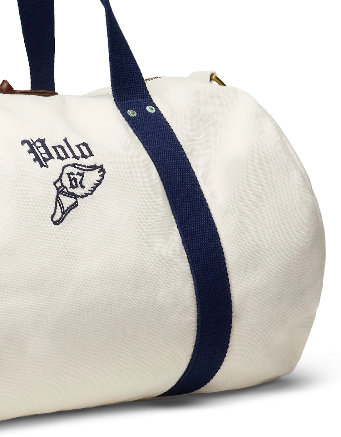 Ralph Lauren Embroidered Canvas Duffel -  Cream/Navy
