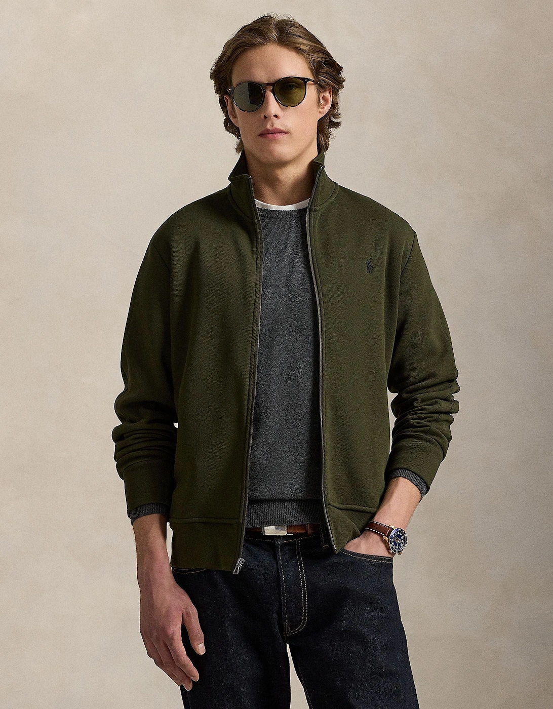 Ralph Lauren Double-Knit Track Jacket - Olive
