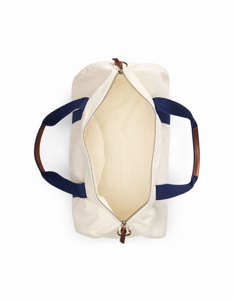 Ralph Lauren Embroidered Canvas Duffel -  Cream/Navy