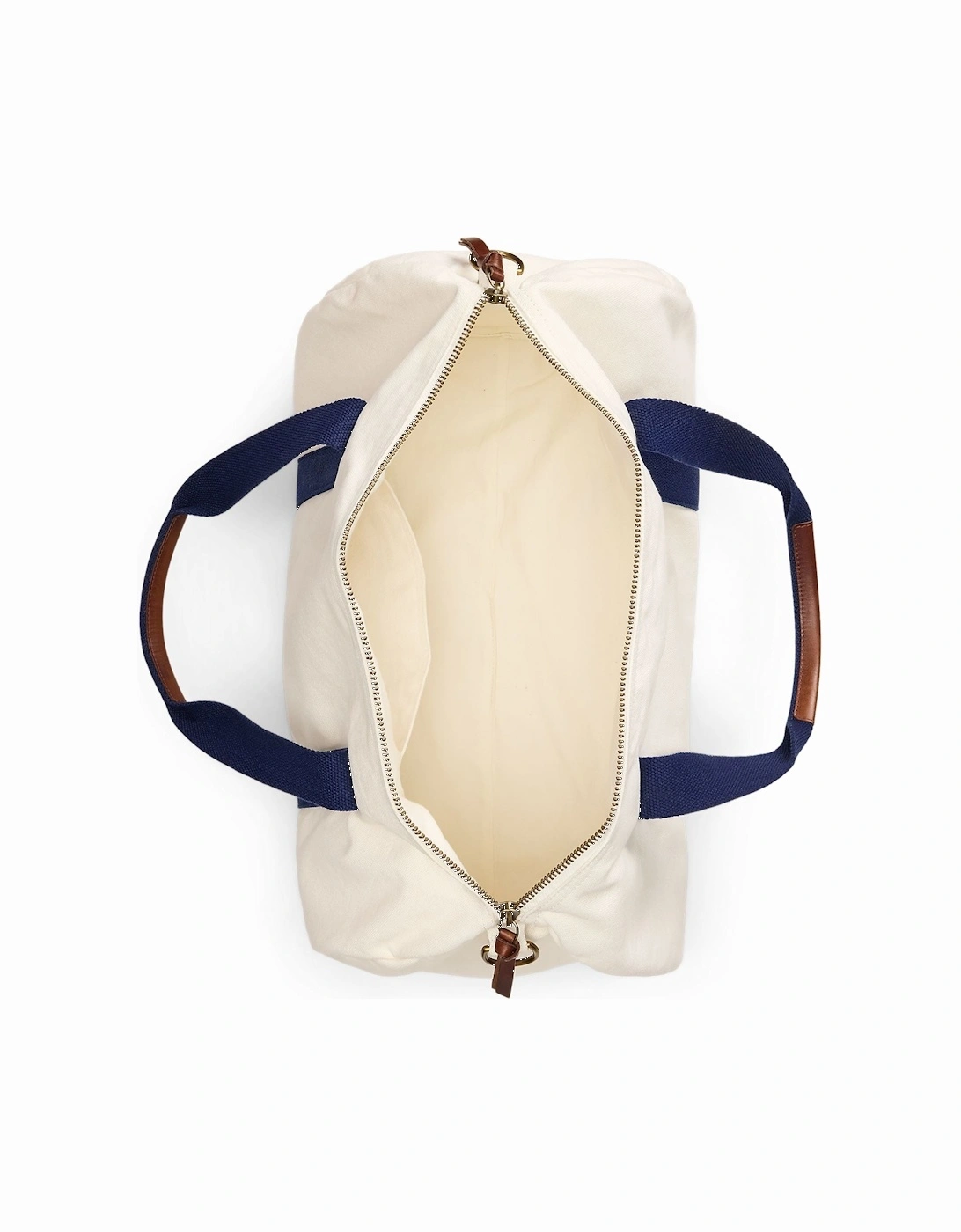 Ralph Lauren Embroidered Canvas Duffel -  Cream/Navy