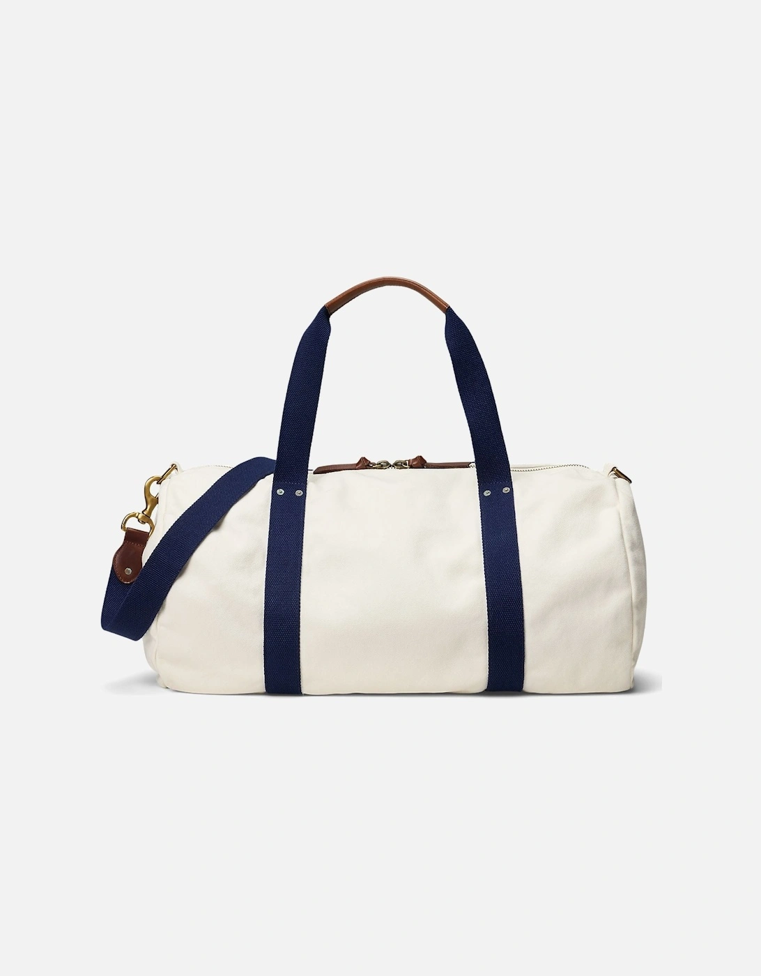Ralph Lauren Embroidered Canvas Duffel -  Cream/Navy