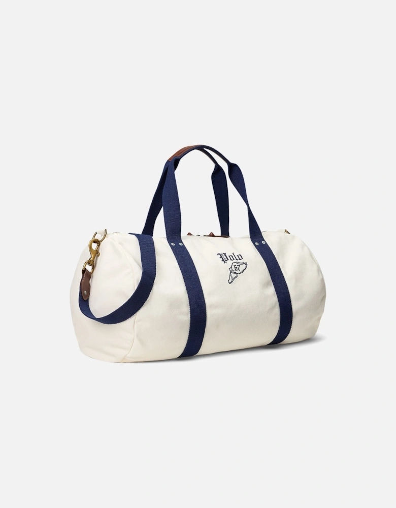 Ralph Lauren Embroidered Canvas Duffel -  Cream/Navy