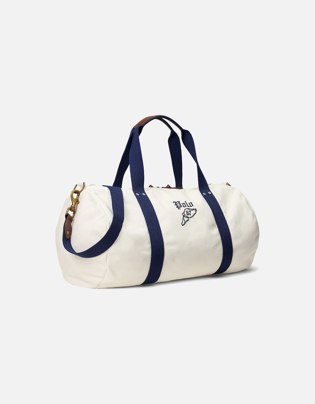 Ralph Lauren Embroidered Canvas Duffel -  Cream/Navy