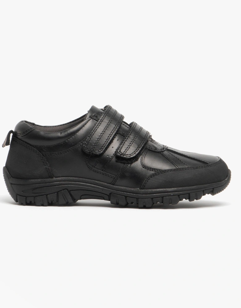 WILFRED Boys Black Leather Touch Fasten Shoes