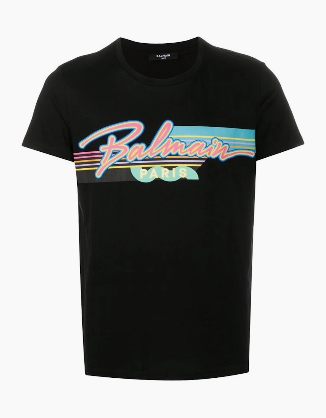 Balmain Men's Black Paris Retro Logo T-Shirt  42 Xl