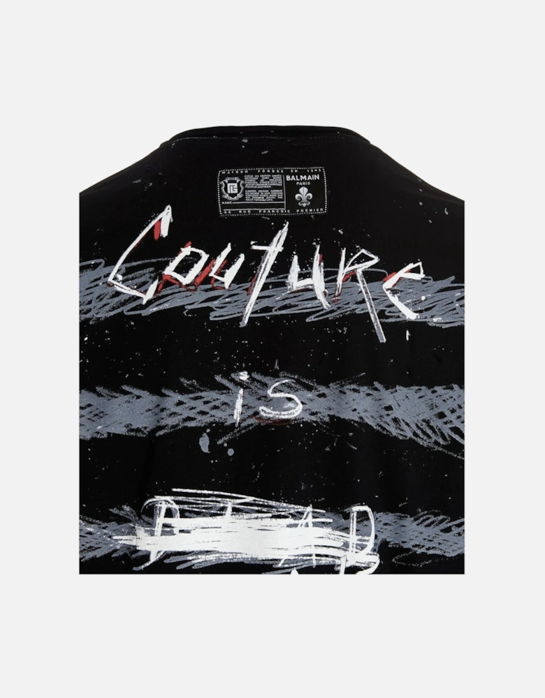 Paris Graffiti Coin Logo Black T-Shirt
