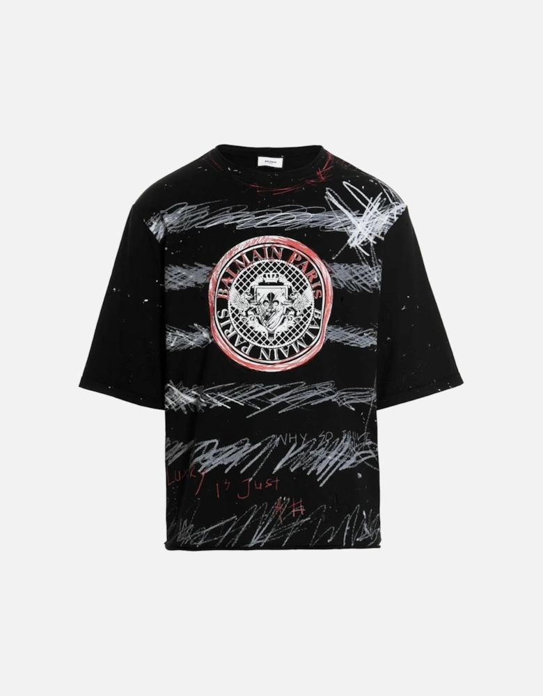 Paris Graffiti Coin Logo Black T-Shirt