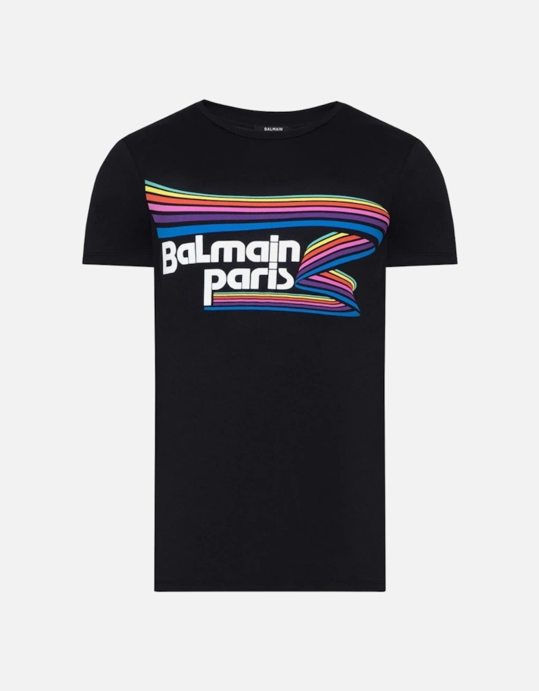Paris Rainbow Multi Logo Black T-Shirt