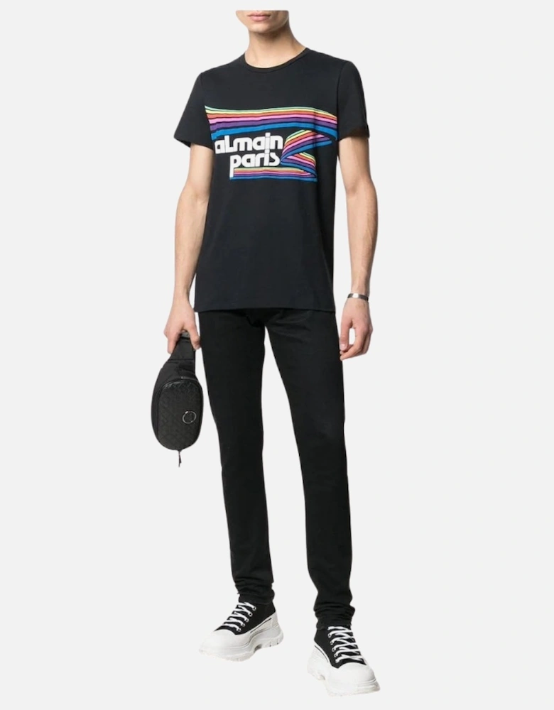Paris Rainbow Multi Logo Black T-Shirt