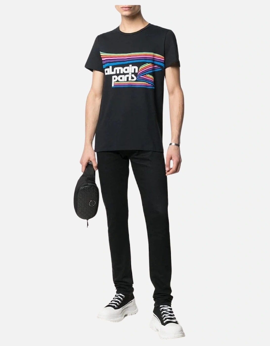 Paris Rainbow Multi Logo Black T-Shirt