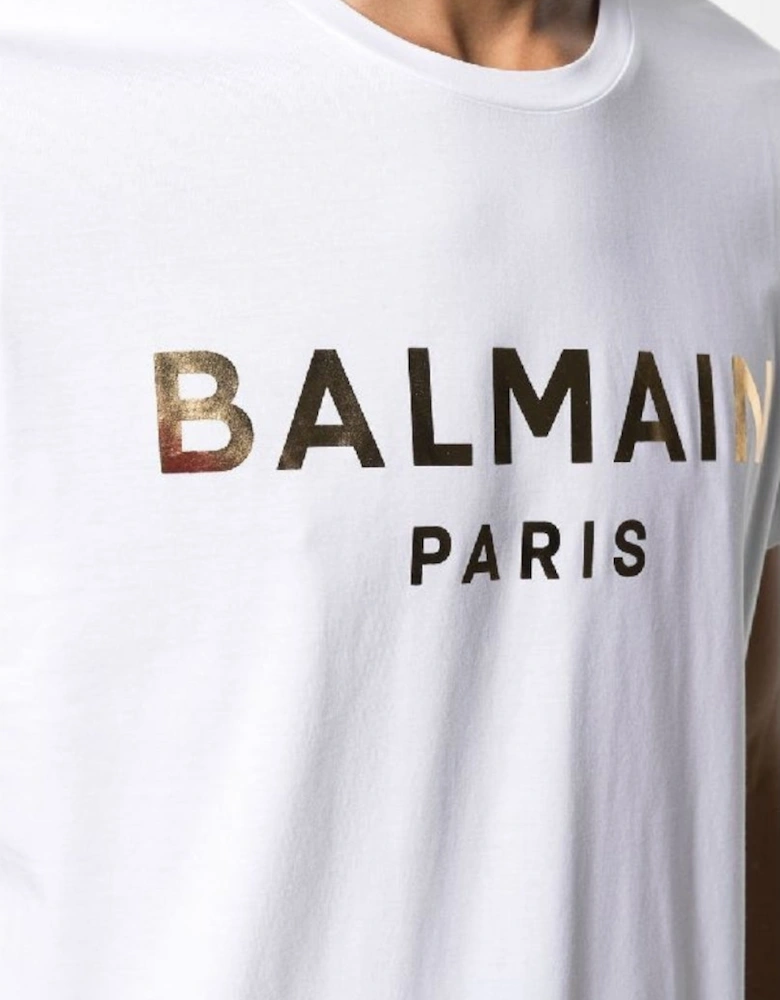 Paris Gold Foil Logo White T-Shirt