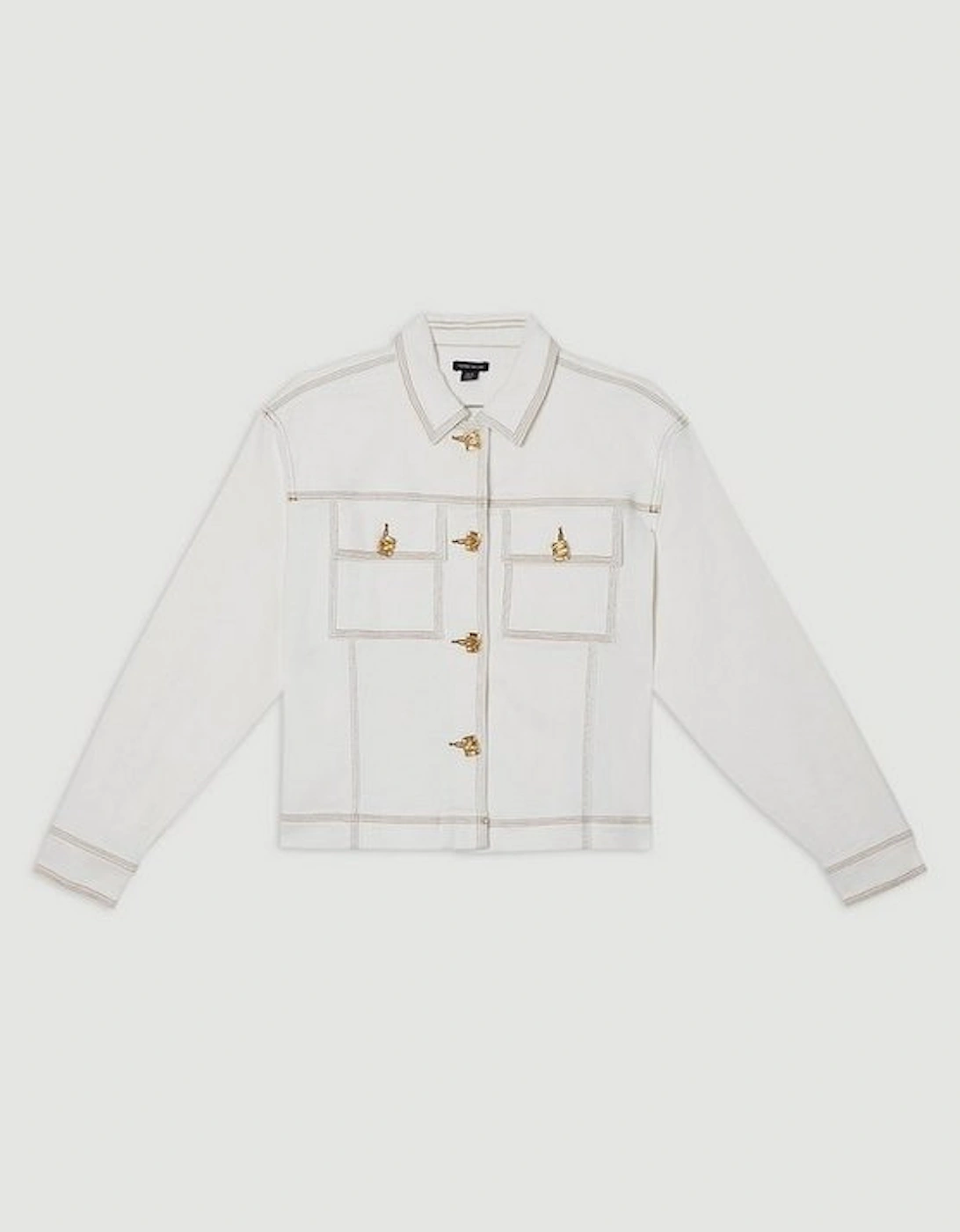 Denim Button Front Tailored Jacket