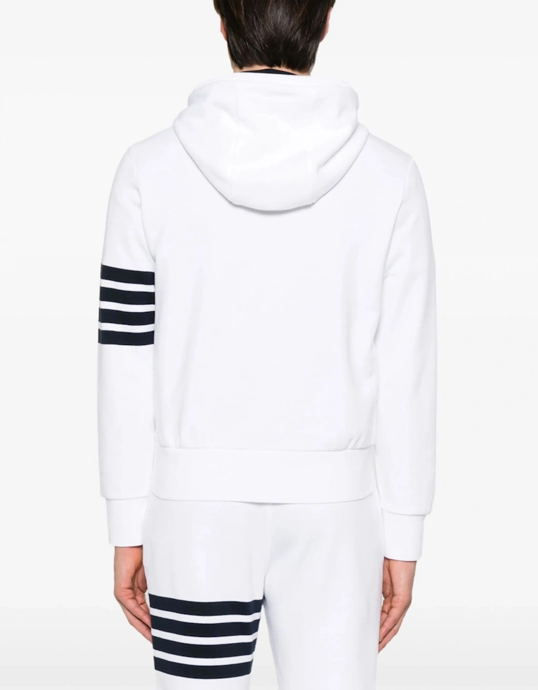 4 Bar Zip Hooded Top White