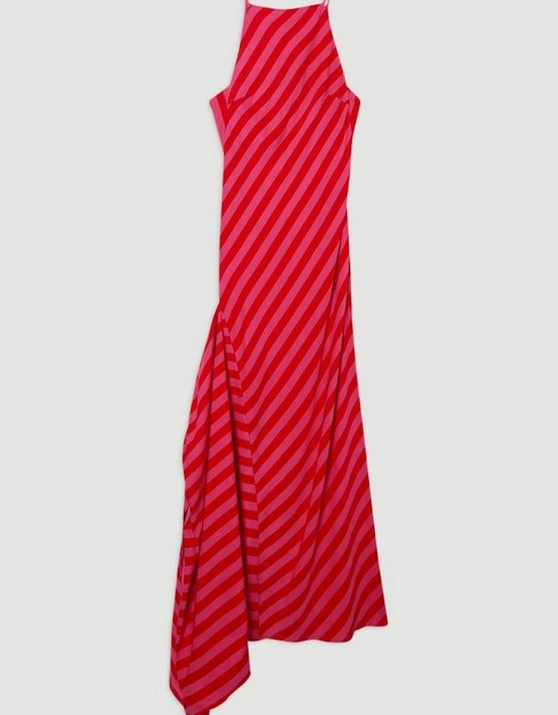 Fluid Stripe Cotton Mix Woven Midi Halter Dress