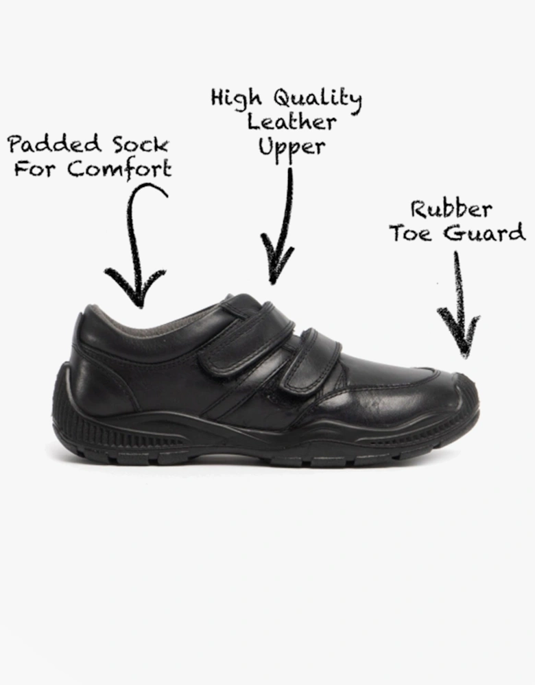 JEROME Boys Leather Touch Fasten Shoes Black