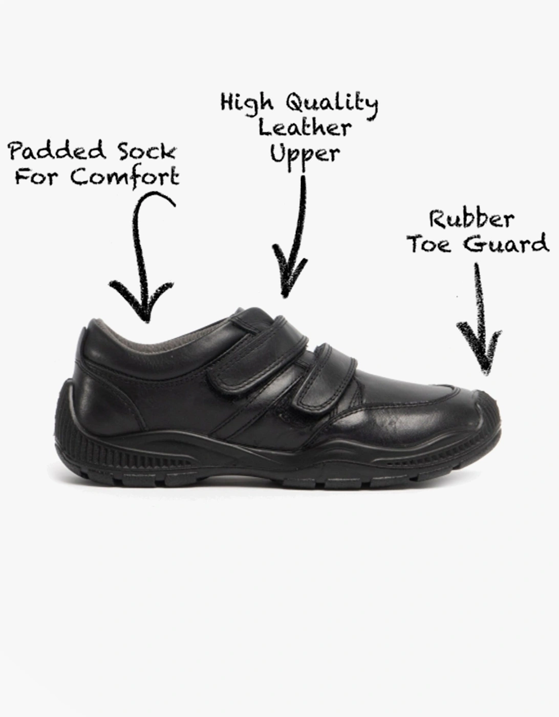 JEROME Boys Leather Touch Fasten Shoes Black, 7 of 6