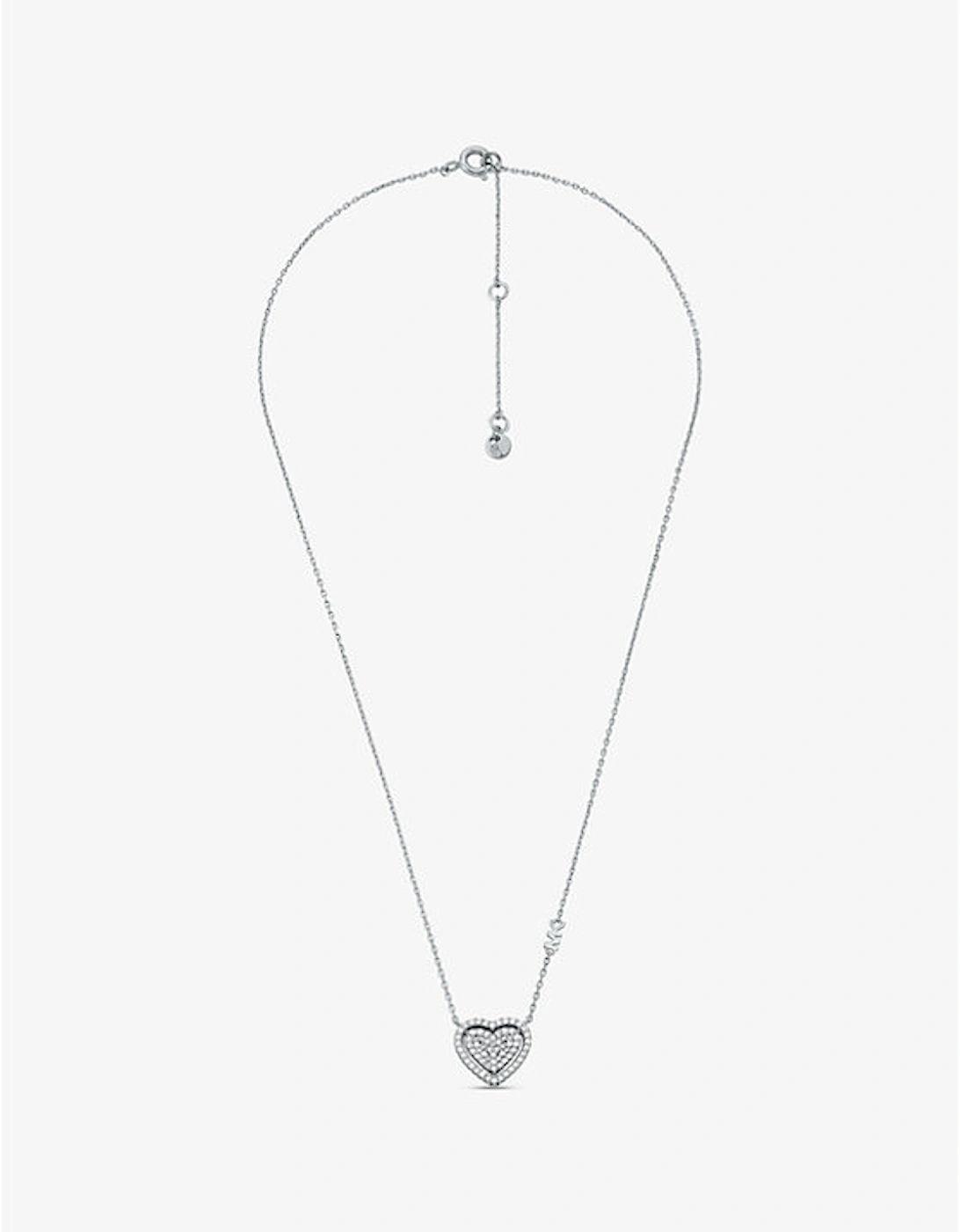 Precious Metal-Plated Sterling Silver Pavé Heart Necklace and Earrings Gift Set