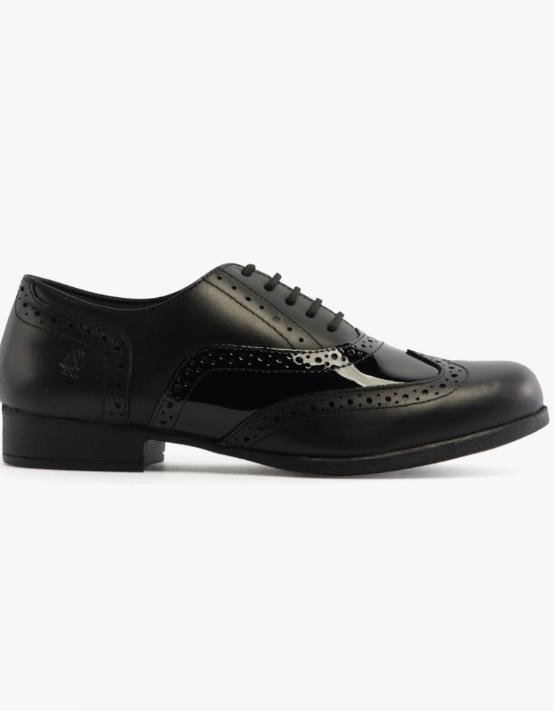 KADA Girls Leather School Shoes Black