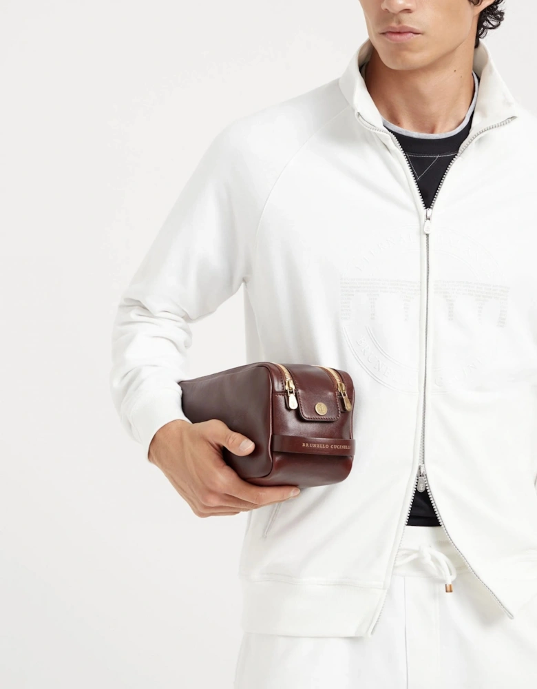 Leather Toiletrie Bag Brown