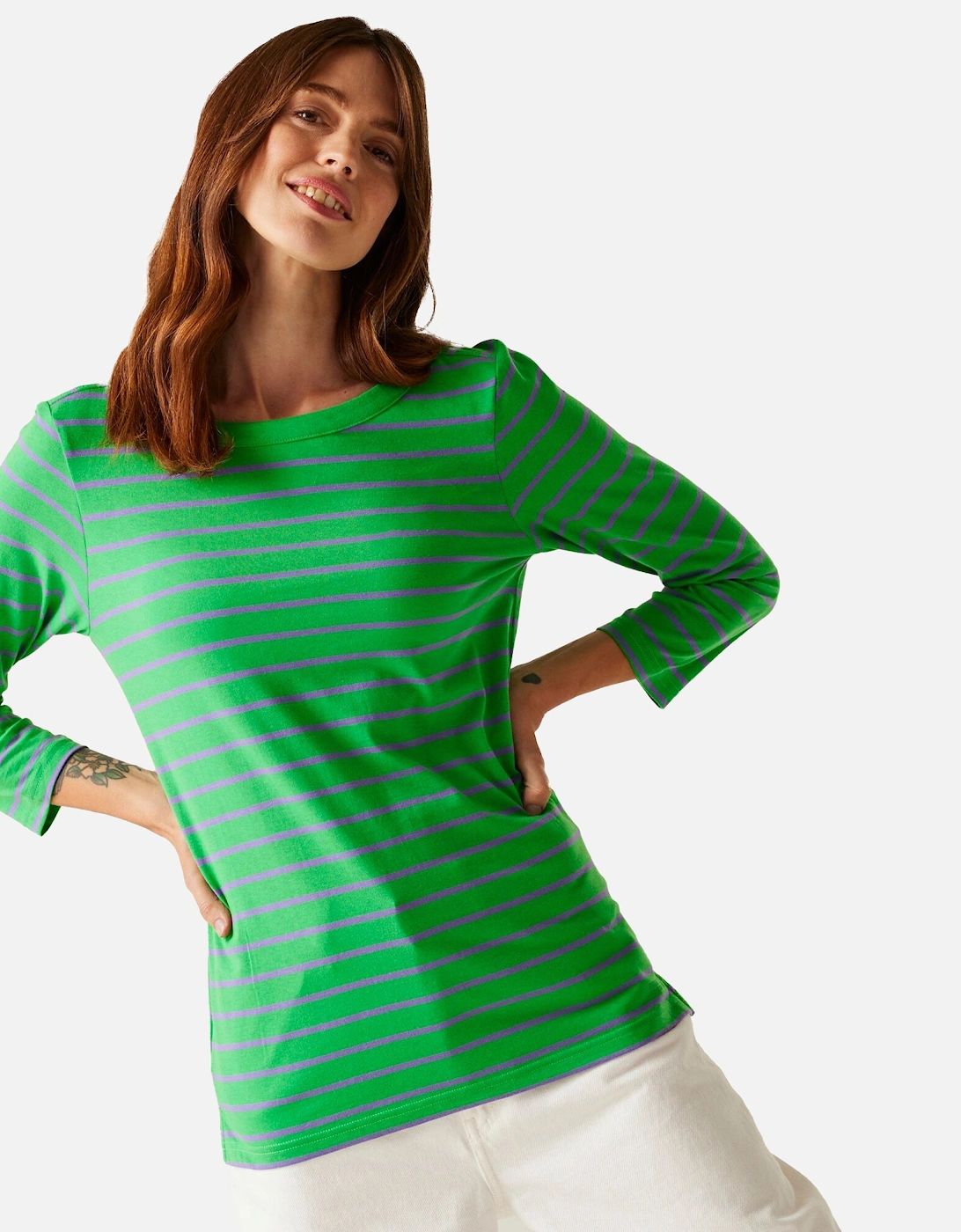 Women's Regatta Womens/Ladies Baylette II Striped T-Shirt - Green - Size: 10