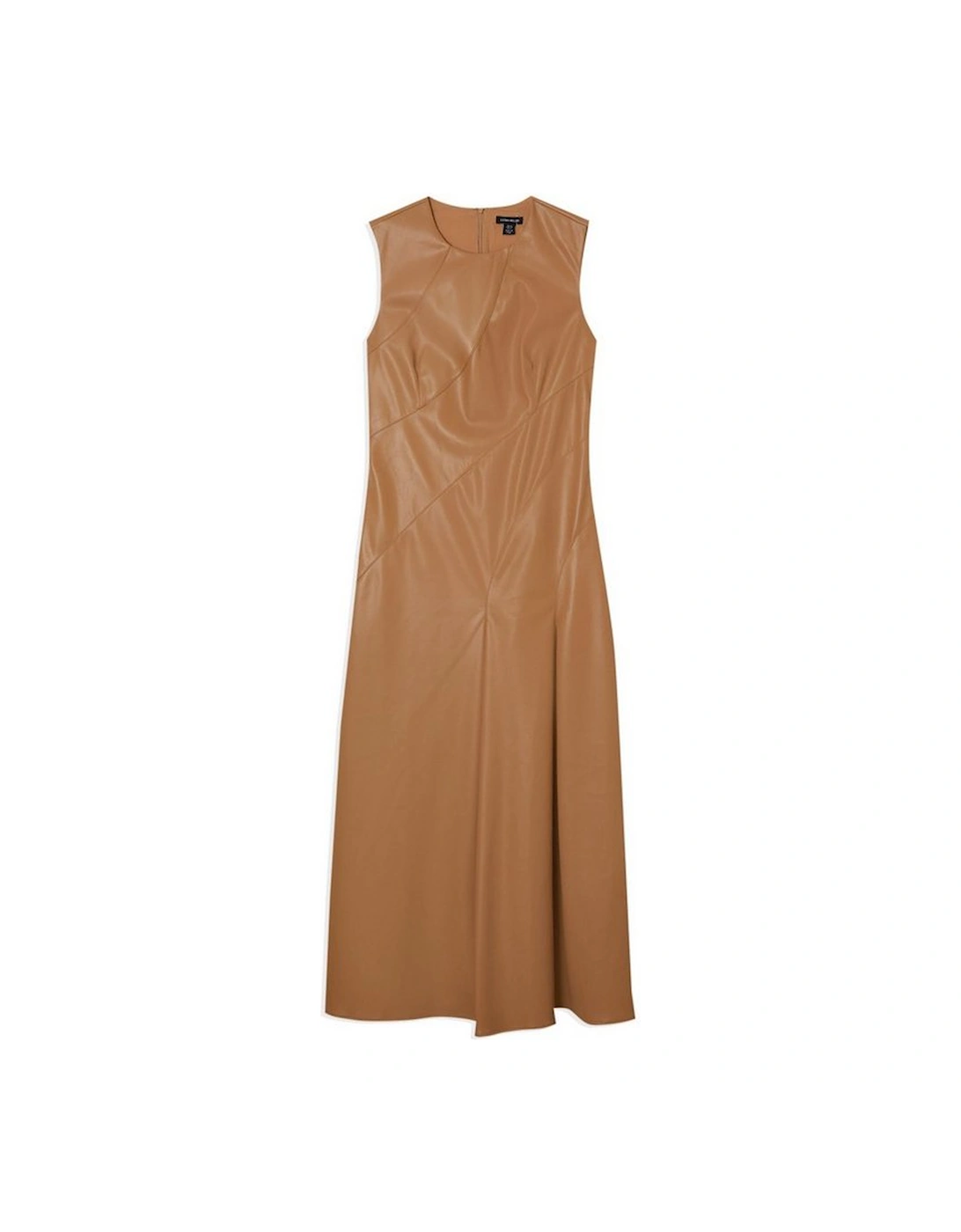 Faux Leather Seam Detail Full Midi Dress