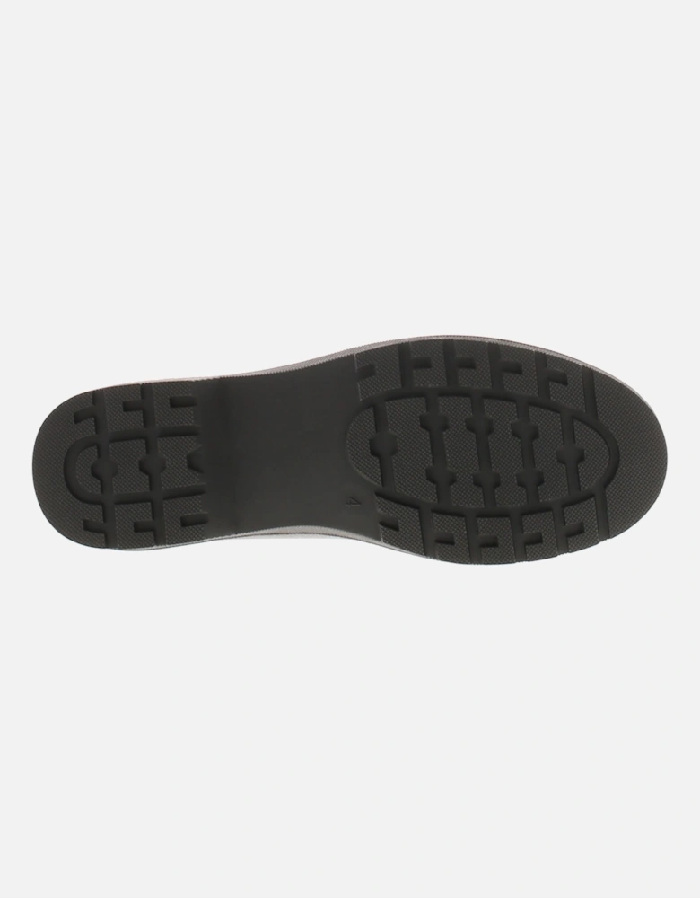 Womens Flat Shoes Loafers Ingrain Slip On black grain pu UK Size
