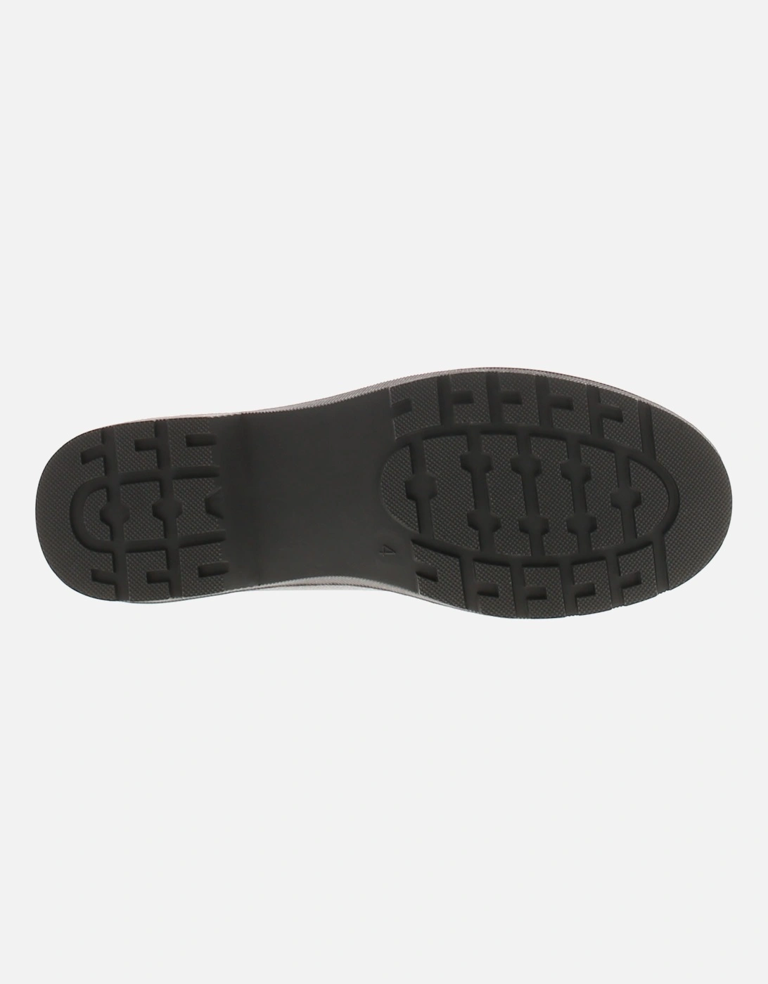 Womens Flat Shoes Loafers Ingrain Slip On black grain pu UK Size