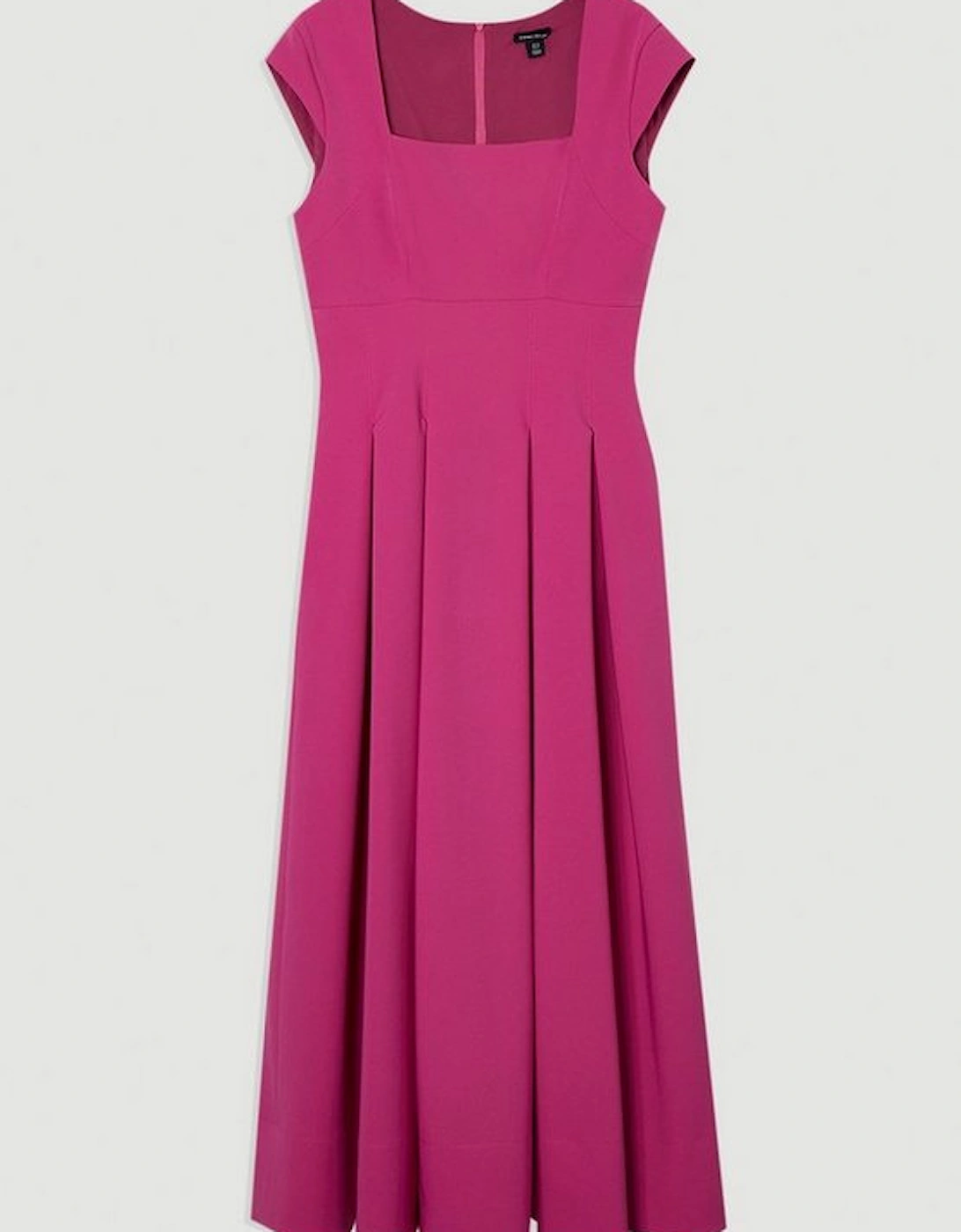 Tailored Square Neck Full Skirted Midi Dress