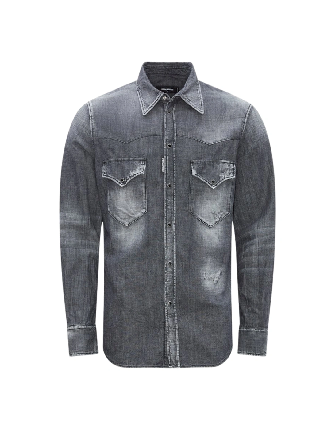 Fashion Western Faded Grey Denim Shirt, 4 of 3