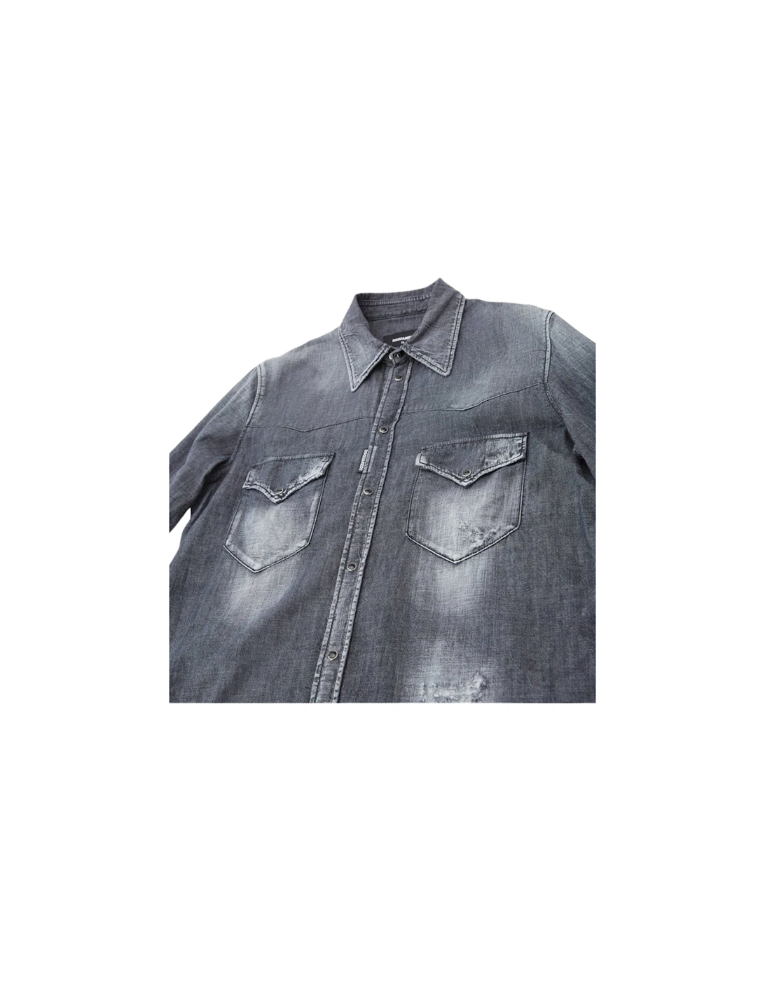 Fashion Western Faded Grey Denim Shirt