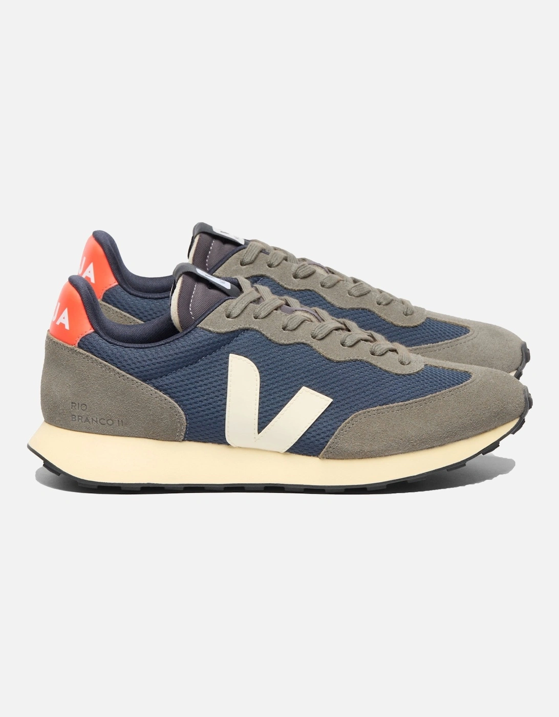 Men's Veja Rio Branco II Alveomesh Trainer Nautico/White/Orange-Fluo - Green - Size: 7