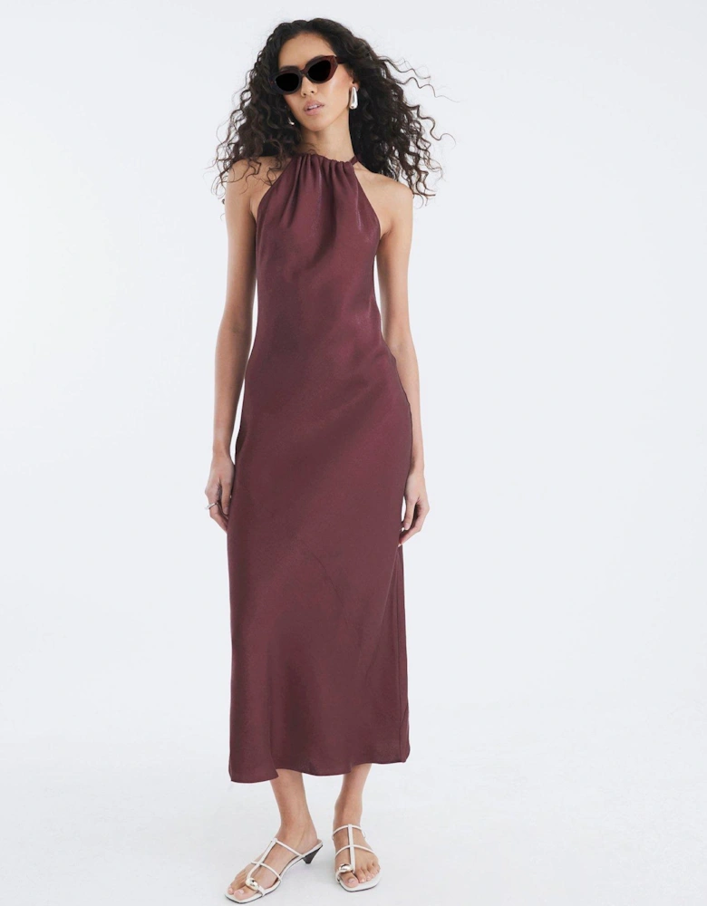 Sleeveless Halter Neck Maxi Dress