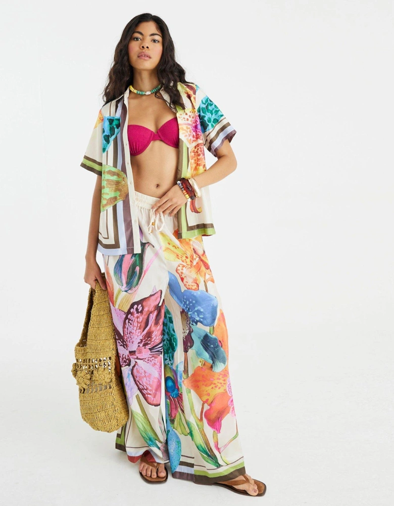 Tropical Print Beach Shirt - Multi