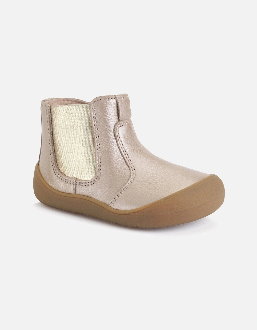 Little Chelsea Girls First Walking Taupe Pearlised Leather Zip Up Ankle Boots, 2 of 1