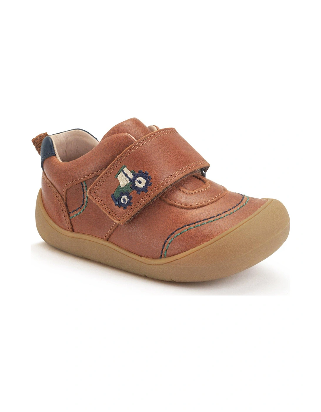 Harvest Boys Tan Leather Tractor Rip Tape First Walking Shoes, 2 of 1