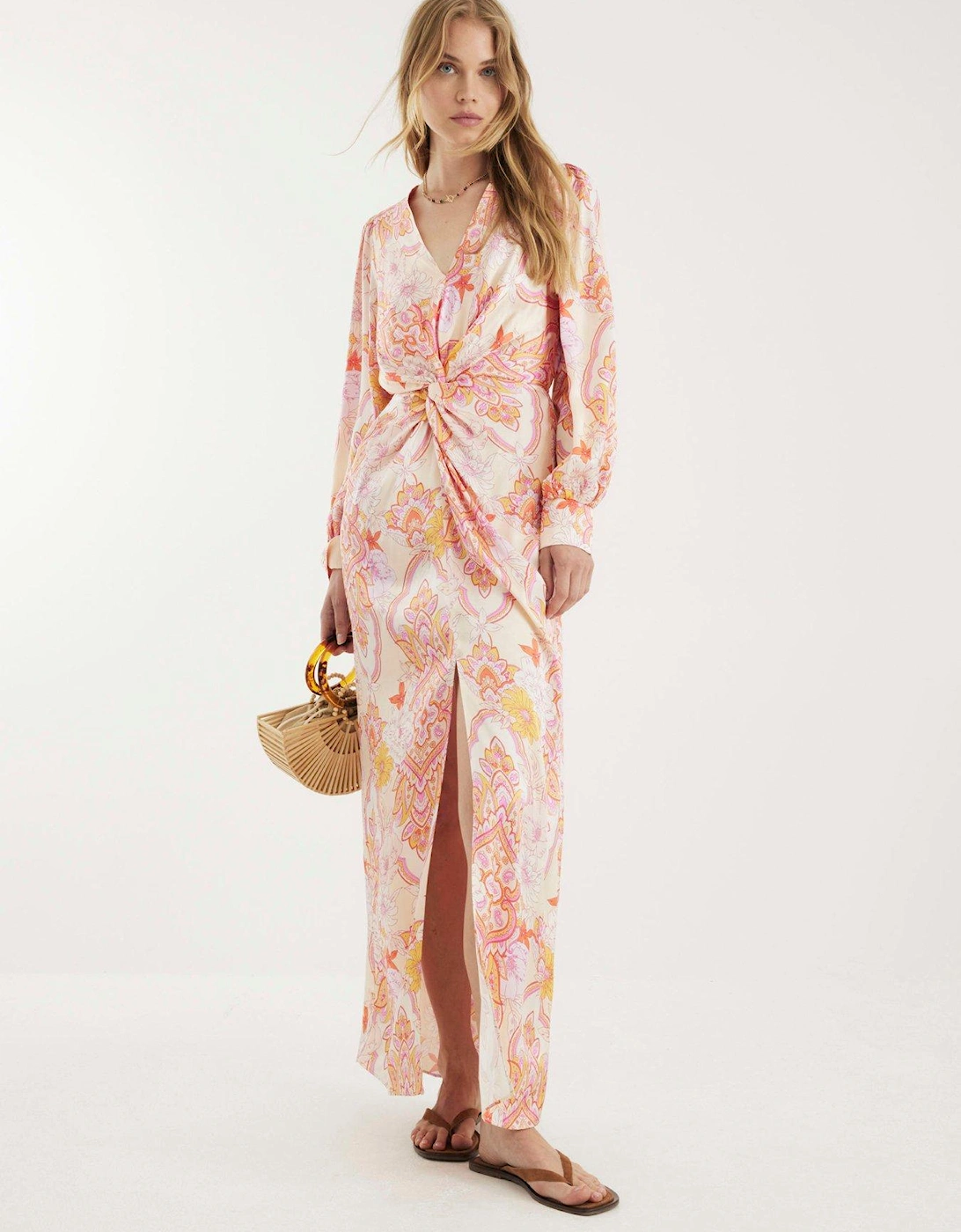 Floral Long Sleeve Twist Maxi Dress, 2 of 1