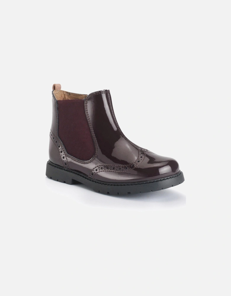 Chelsea Girls Burgundy Patent Zip Up Ankle Boots