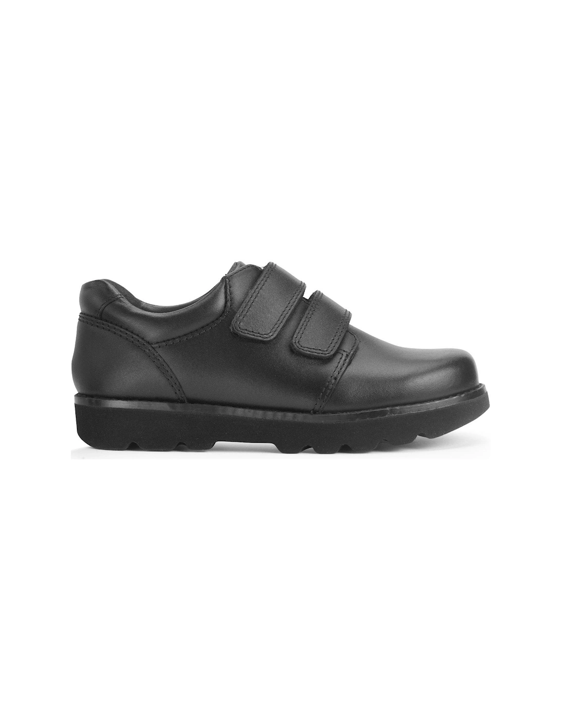 Parker Boys Black Leather Double Rip Tape Smart Rip Tape School Shoes, 2 of 1