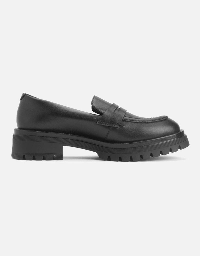 Paris Angry Angels Girls Black Leather Slip On School Shoes