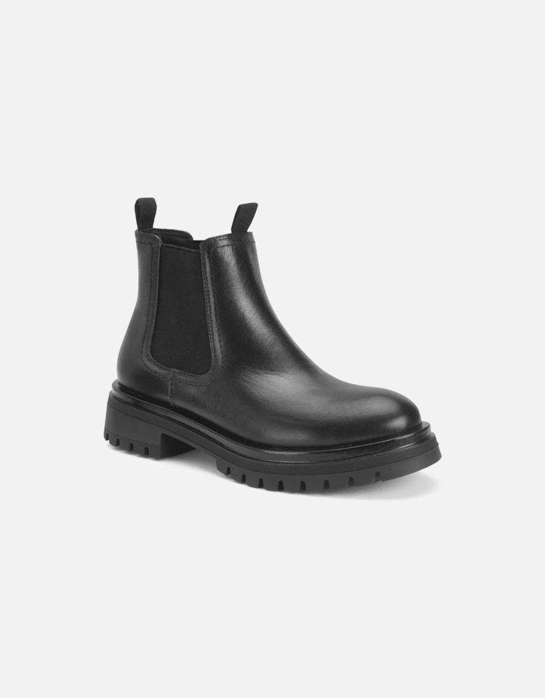London Girls Angry Angels Black Leather Chunky Chelsea Boots