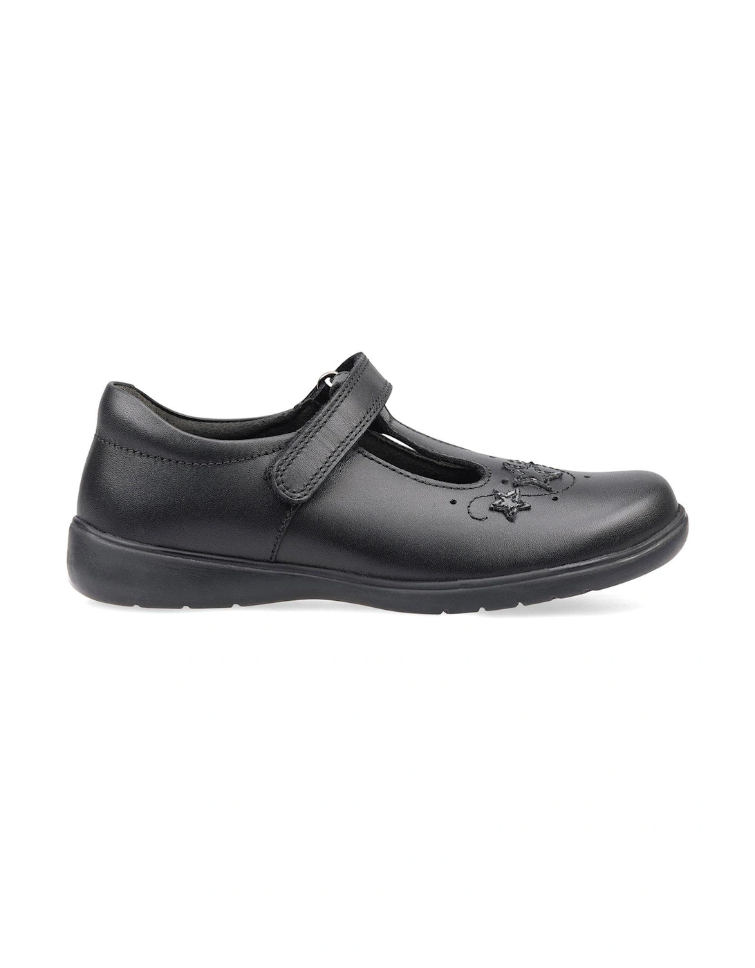 Star Jump Girls Black Leather T Bar Rip Tape School Shoes, 2 of 1