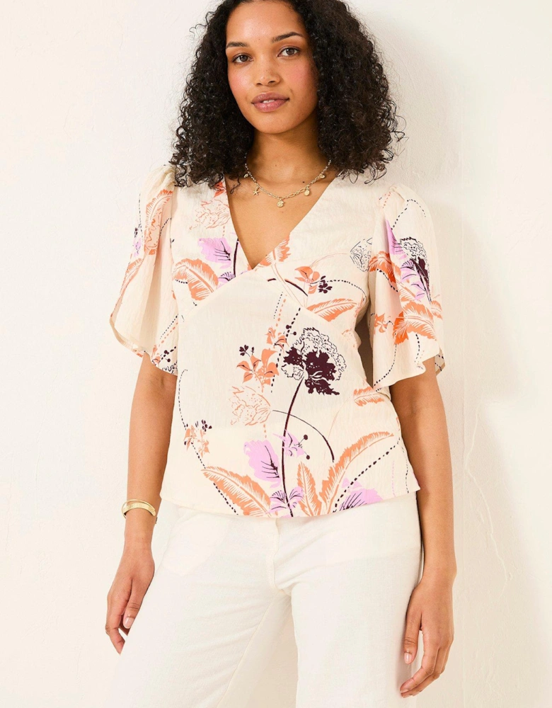 Florence Flute Sleeve Top - Beige